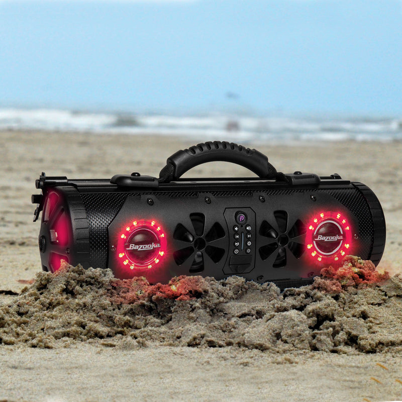 Load image into Gallery viewer, Bazooka G3 Party Bar MINI Portable Bluetooth Speaker | 70 Hours Battery Life | IP66 Waterproof | 450-watt MAX power | RGB-LED Lights | with one-click “Party Button” music-sharing technology | 6 Marine Grade Speakers
